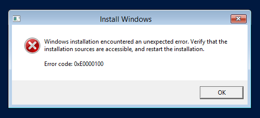 windows server the new year vmware install error
