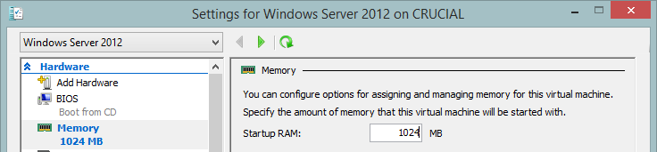 Memory assigned to virtual machine in Hyper-V