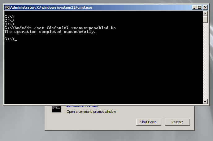 Windows Server 2008 R2 booting always into Recovery Console